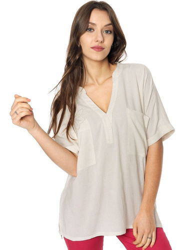 Blusa De Rayon Lino Bordada Mia Loreto Modelo Indira