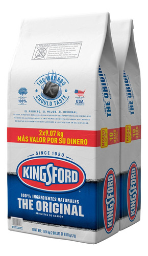 Briquetas Carbon Kingsford 2 Bolsas De 9 Kg Total 18 Kg