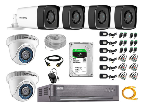 Kit 6 Cámaras De Seguridad It3f Hikvision Full Hd 2tb 40m Ir