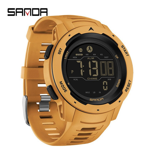 Relojes Sanda Con Cronógrafo Led Impermeables Para Hombre Color De La Correa Amarillo