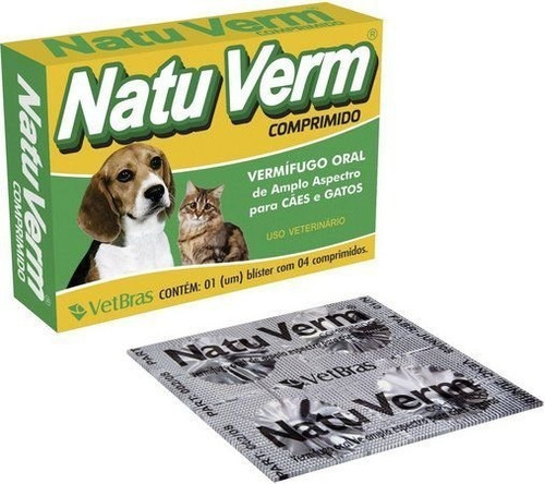Natuverm Comprimido Para Cães E Gatos - 4 Comprimidos