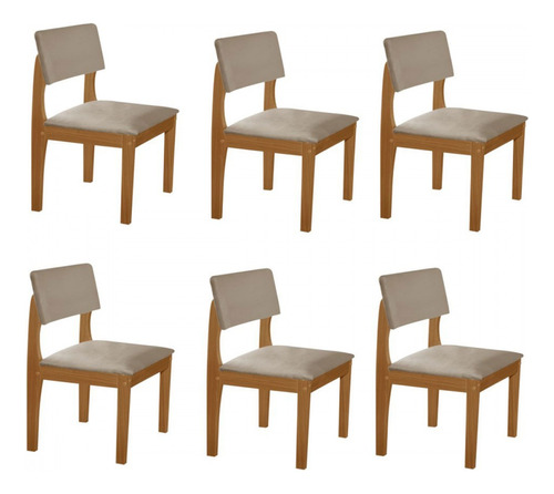 Kit 6 Cadeiras Turim Cinamomo/capuccino - Lj Móveis