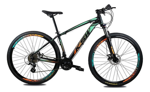 Bicicleta Aro 29 Ksw Color Altus 1.0 24v Hidraulico + Trava Cor Laranja/verde Tamanho Do Quadro 21