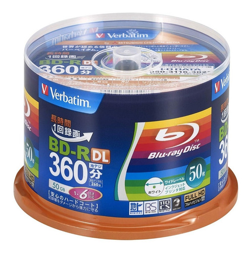 Verbatim Blu-ray 50gb 6x Bd-r Dl, Bulk De 50 Discos Sellado.