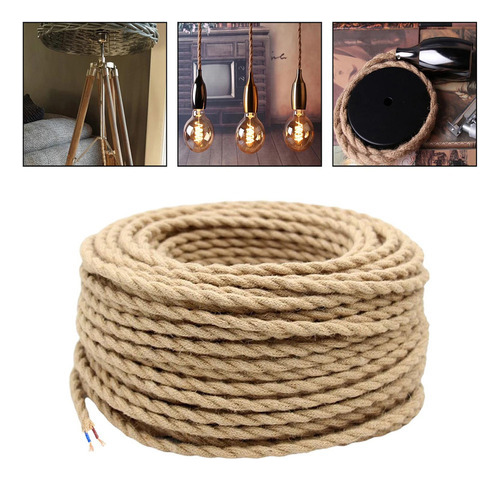 Cable Eléctrico Trenzado Cuerda De Cáñamo 5m Decoración