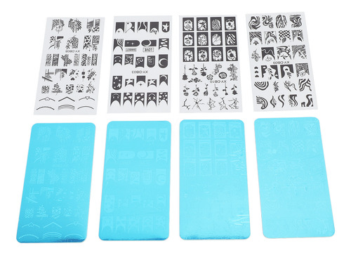 Placa Para Estampado De Uñas, 4 Unidades, Plantilla Francesa