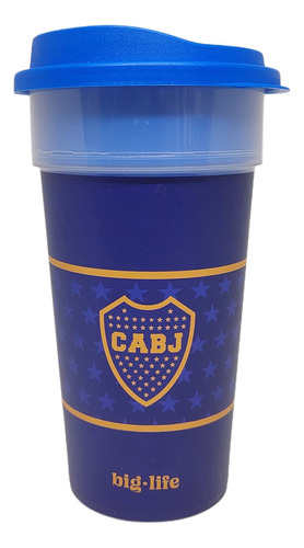 Vaso Doble Camisa Boca Juniors Con Tapa Color Azul