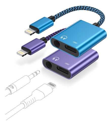 Adaptador Auxiliar Para iPhone, 2 En 1, Conector De Audio De