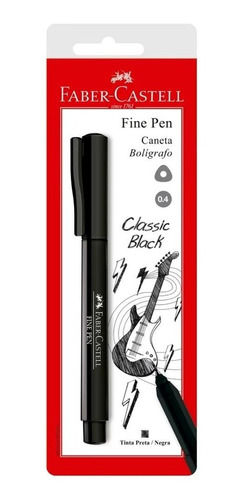 Caneta Hidrográfica Fine Pen 0,4mm Pt Sm/fpbprzf Faber Caste