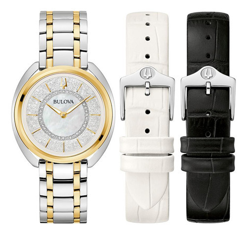 Relógio Bulova Duality Diamond Quartz Feminino 98x134 Cor da correia Prateado Cor do bisel Prateado Cor do fundo Madrepérola