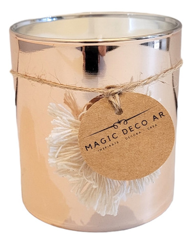 Vela Soja Aromática Vidrio Deco Classic Rosegold Metalizado