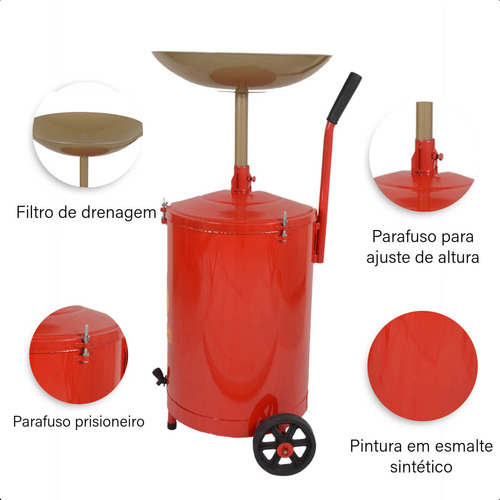 Pingadeira De Óleo Resíduos Automotivos 35l Arkell Vermelho