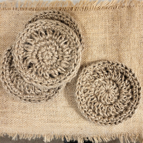 Posavasos/ Posatazas Crochet Yute X 4 Unidades Lisa Marrón Claro