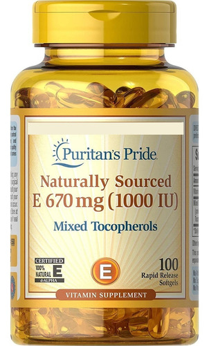 Vitamina E Natural 1000iu 100caps - Unidad a $3296