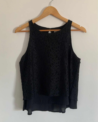 Abercrombie. Divina Blusa Negra Encaje. Talle S