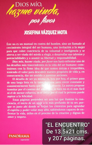 Dios Mío, Hazme Viuda Por Favor., De Josefina Vázquez Mota. Editorial Panorama, Tapa Blanda En Español, 2014