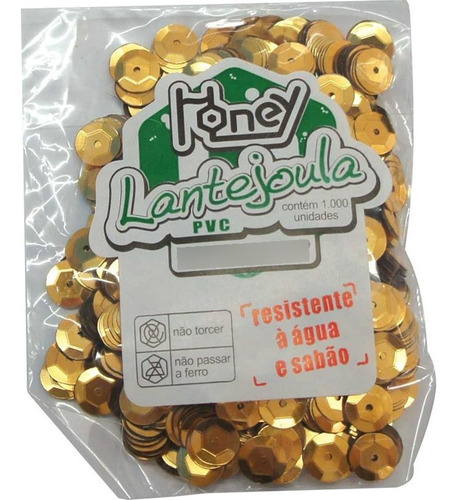 Lantejoula Metalizada Ouro N.08 C/1000unid. Pacote - Honey