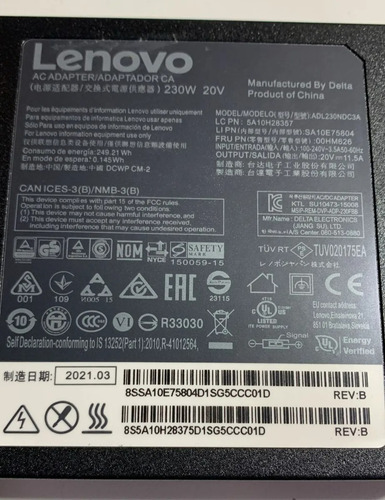 Cargador Lenovo Y920 Y540 P50 P71 Y7000p Y9000k A940 00hm626