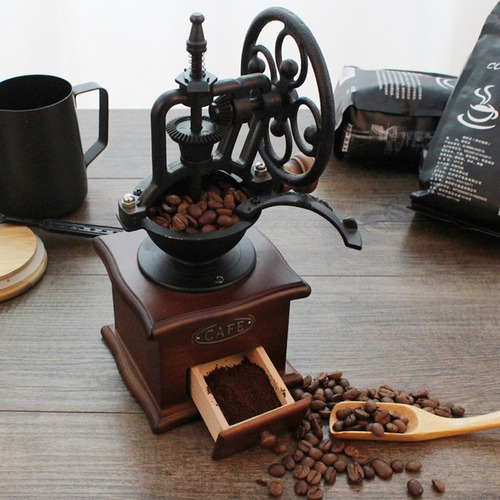 Moedor De Café Manual, Estilo Antigo Com Cabo De Ferro