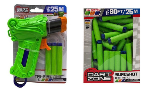 Set Pistola Tri Fire Blaster + Dardos X50 Dart Zone