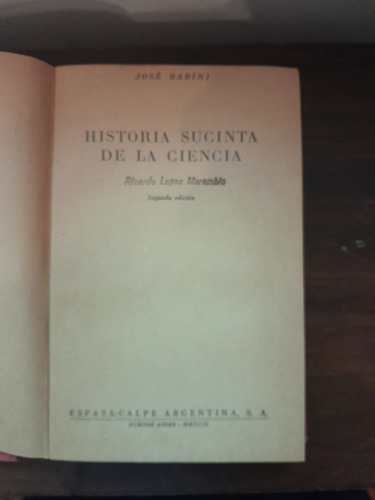 Historia Sucinta De La Ciencia - José Babini (Usado)