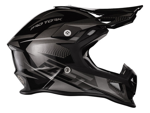 Casco Cross Negro/gris Para Moto M - Aprobado - Biela Motos