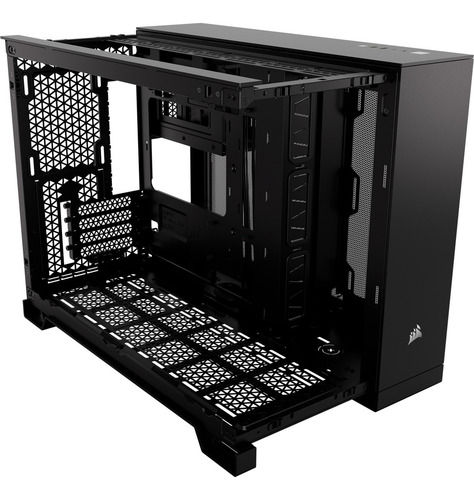 Gabinete para jogadores Corsair 2500x Tg Mid-Tower preto com duas câmeras