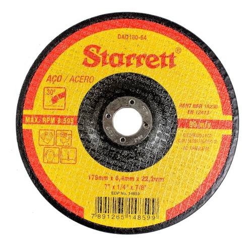 10 Un - Discos Desbaste 7  - Starrett - 180x6,4x22,22