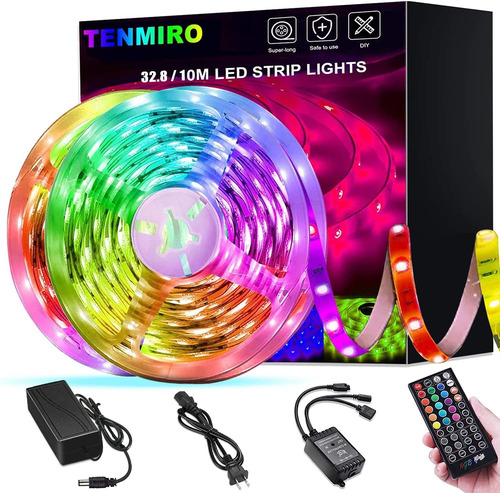 Tenmiro Tira De Luces Led Rgb 5050 De 32.8 Pies, Sincronizac