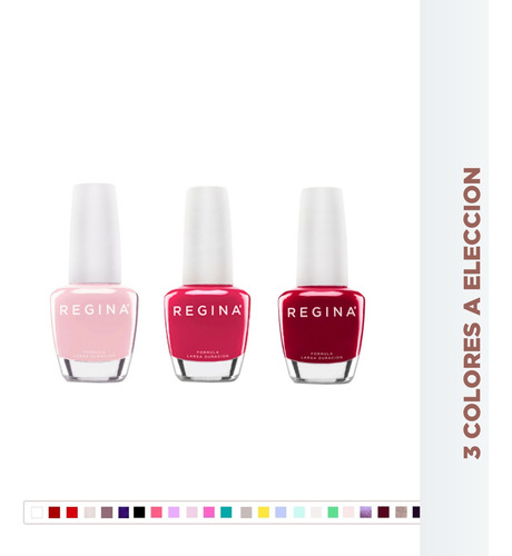 Kit X3 Esmaltes Regina Color De Uñas Larga Duracion