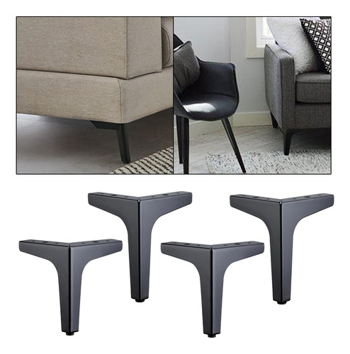 4 5 6 7 Ángulo Metal Muebles Patas Sofá 10cm Negro