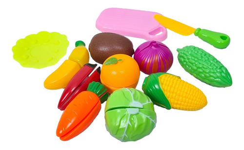 Imagem 1 de 4 de Kit Brinquedo Frutas / Legumes De Cortar 12 Pcs Comidinhas