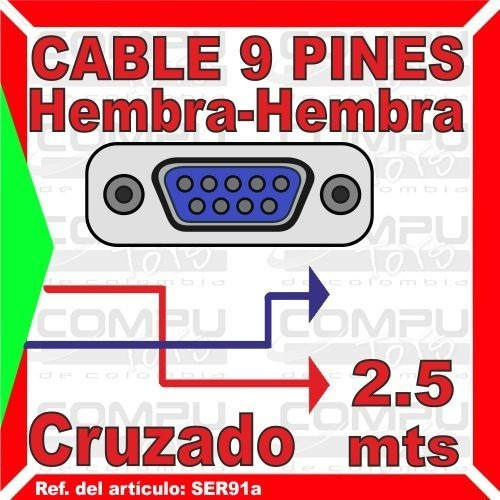 Imagen 5 de 6 de Cable Serial 9 Pines H- H 2.5m Ref: Ser91a Computoys Sas
