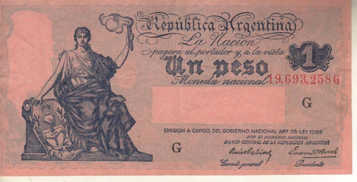 Bottero 1814 - Billete De 1 Peso Mon. Nac. Año 1936 - Vf-