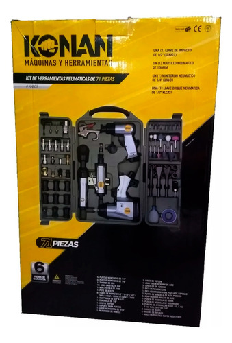 Kit Set Juego Herramientas Konan Neumaticas Profesional 71pz