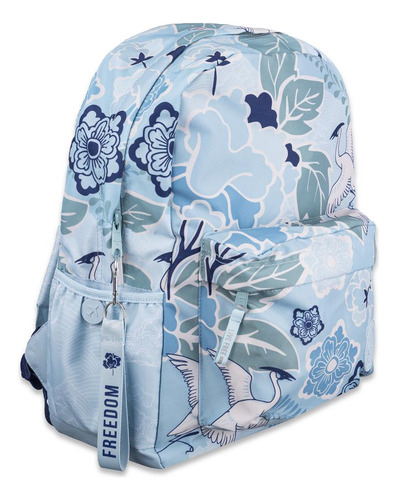 Mochila Espalda Escolar 16 Pulgadas Lifestyle Diseño Talbot Celeste Celeste Aves