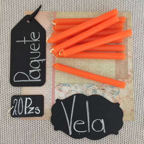 Velas Largas - Color Naranja I Paquete De 20 Piezas