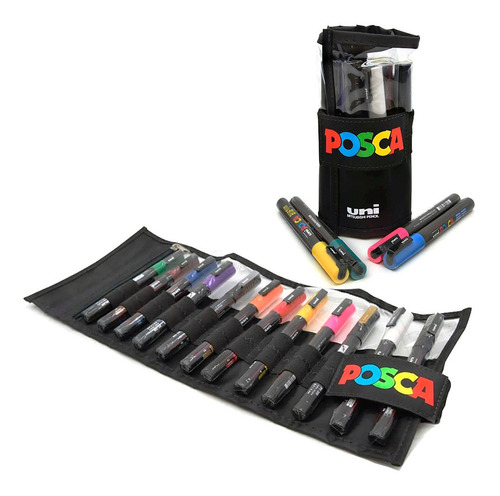 Caneta Posca Pc - 3m Estojo 12 Cores Rollerset Uniball
