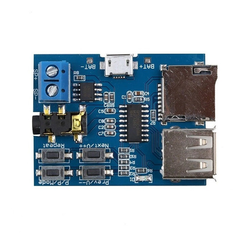 Tecneu 2 Piezas Módulo Reproductor Mp3 3w Audio Tf Card Microsd Usb