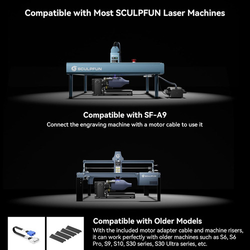Sculpfun Ra Pro Max Rodillo Giratorio Láser, Portabrocas Mul