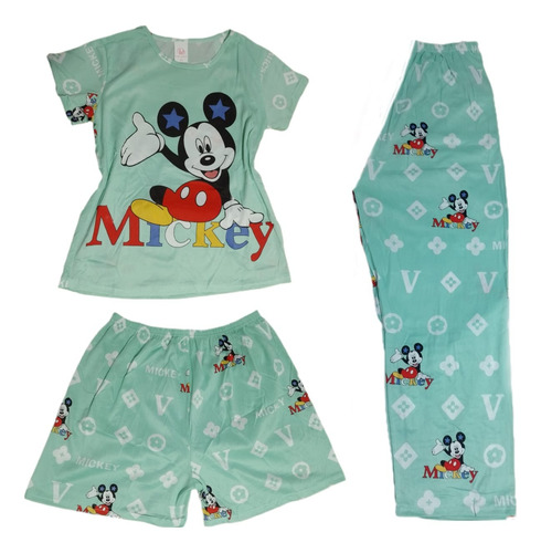 Pijama Set 3piezas Kitty Kuromi Mickey Snoopy Winnie Holgada