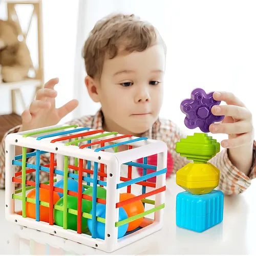 Juego Caja Didáctica Estimulación Motriz +12 Pz Bebé Huanger Color Multicolor