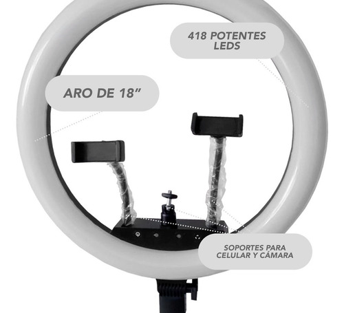 Aro Luz Led 18 Pulgadas Estudio Tik Tok Luz Blanca Cálida