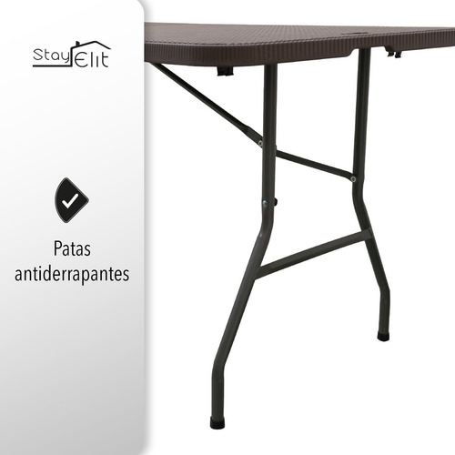 Imagen 3 de 10 de Mesa Plegable Portafolio Tipo Ratan Mimbre 1.80m Resistente