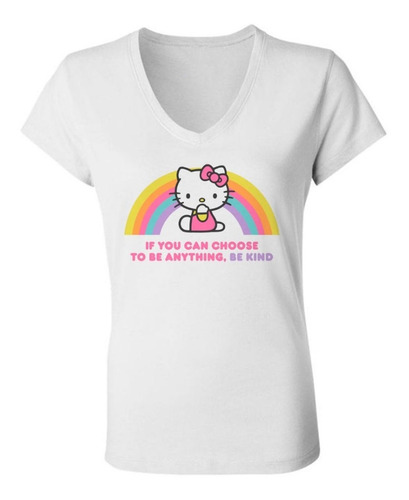 Remera Mujer Escote V -  Hello Kitty Be Kind