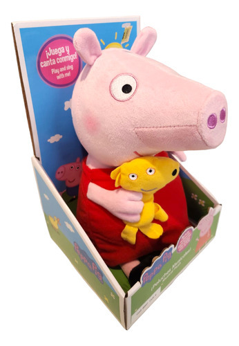 Pelúcia de bebê Peppa Pig de 30 cm com som e animal de estimação