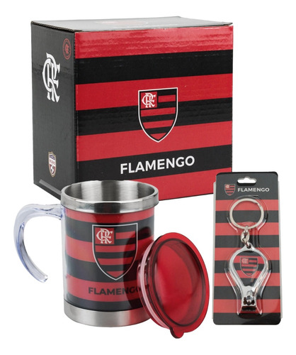 Caneca Térmica Com Tampa Vermelha Flamengo 450ml