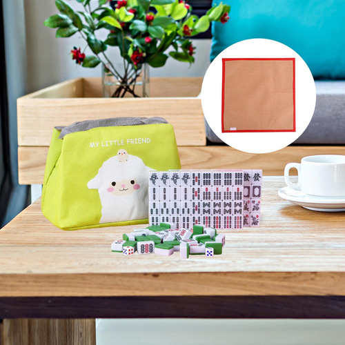 Fun Mini Mahjong Set Con Mantel Pequeño Juego De Mesa Verde