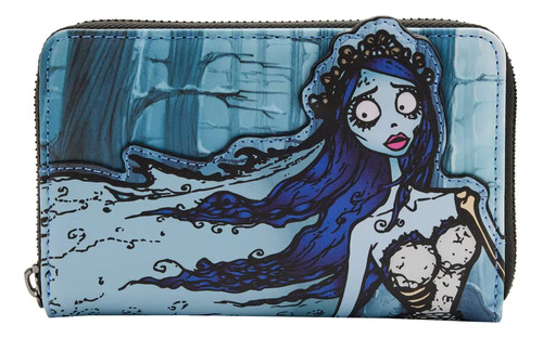 Loungefly Cartera Ziparound Corpse Bride Emily Forest, Azul