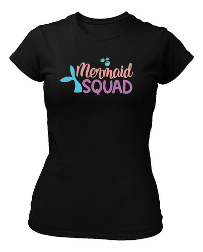 Playera Negra Mermaid Squad Linda Sirena